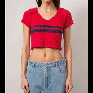 Loucia cropped knit polo shirt. never worn.